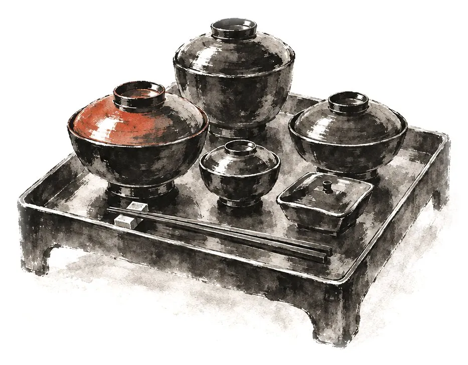 漆の膳のイラスト（イメージ）